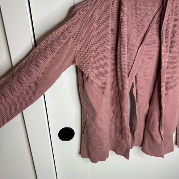 Lululemon Still Movement Wrap Sweater Heathered Quicksand Pink Cotton Size 4 - Picture 5 of 8
